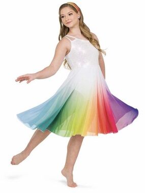 True Colors Rainbow Lyrical Dance Costume Wish Come True Women Small Teen Dress